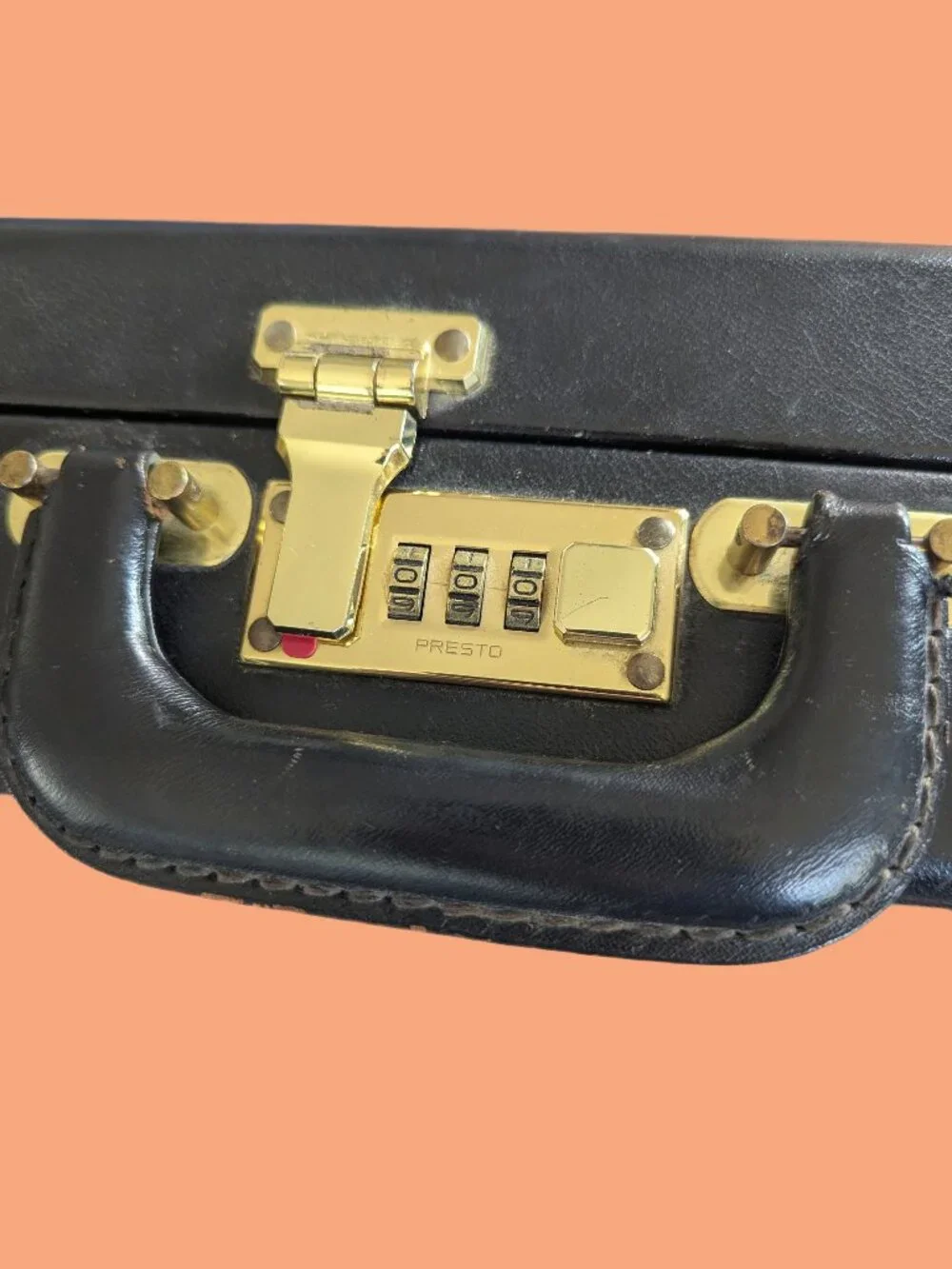 Vintage Genuine Leather Cowhide Combo Locking Briefcase